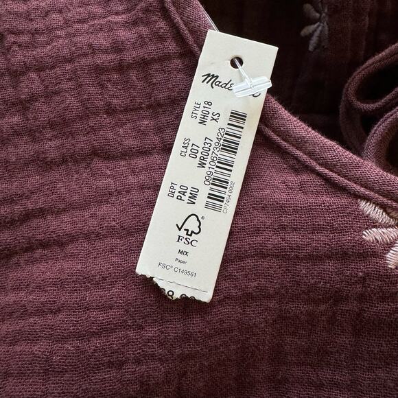 Madewell Embroidered Lightspun Peplum Open-Back Top Size XS - Picture 10 of 10